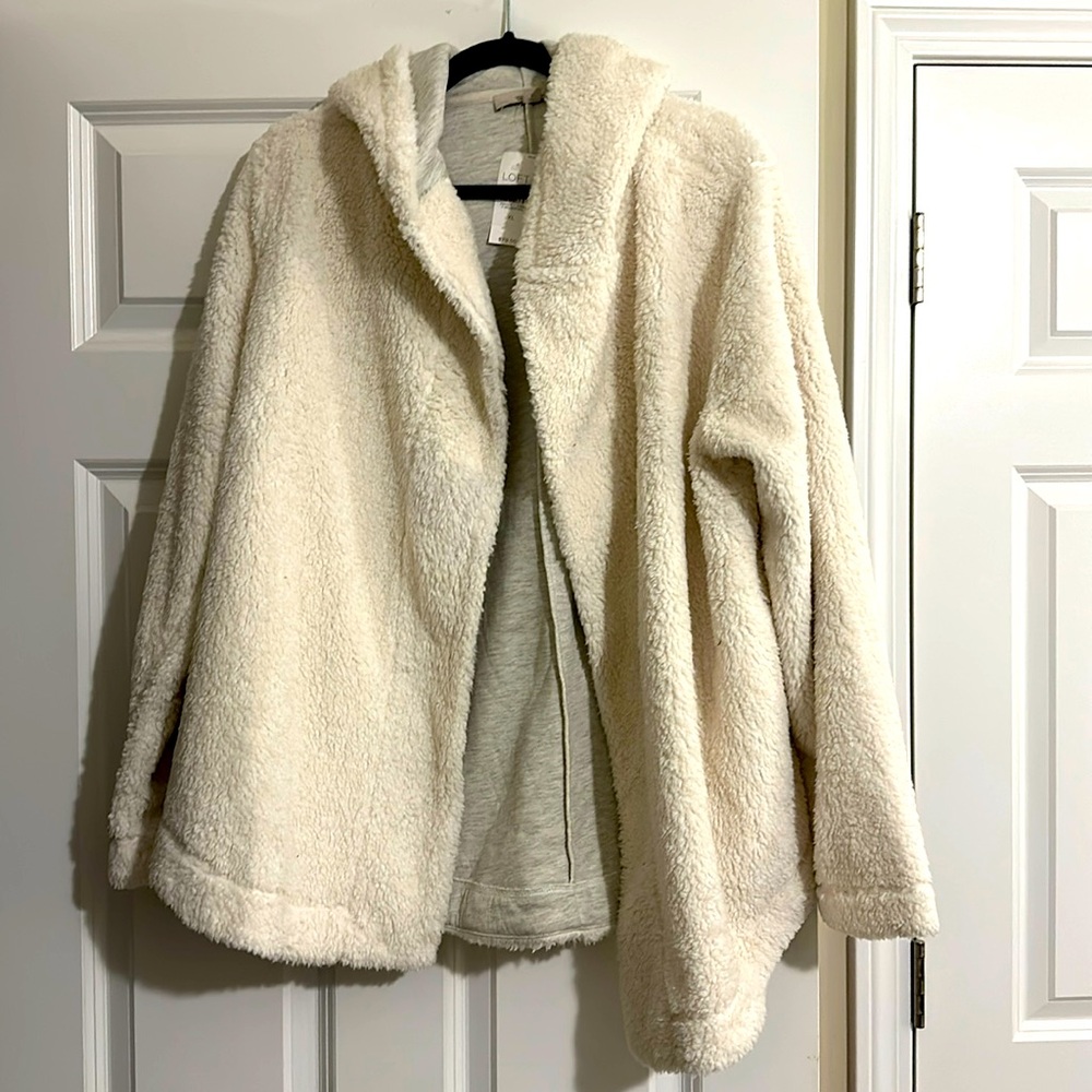 NWT Loft open Sherpa cardigan - jersey lined